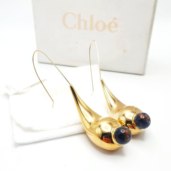 NWT Chloé Authentic Glass Ball Couture Italy Water Drop Large Statement Earrings - Picture 1 of 7